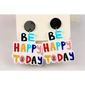 NEW BE HAPPY TODAY Teacher Earrings Colorful Retro Funky